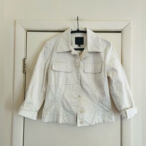 Bern and Mort stretch cotton farmgirl minimalist classic ivory crop jacket S